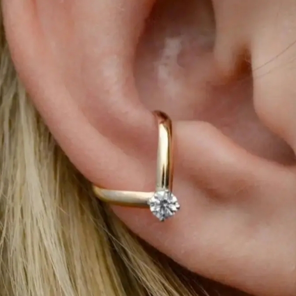 18 KT Gold and Crystal Hug Earring - Picture 2 of 2